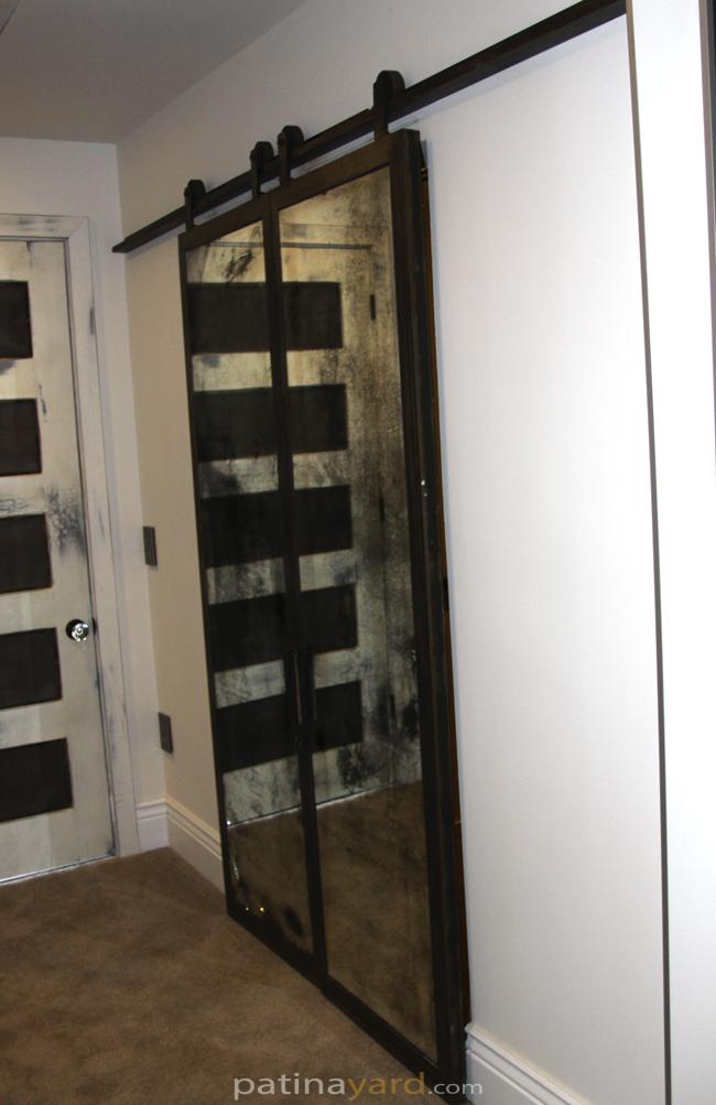 antique mirror closet barn doors