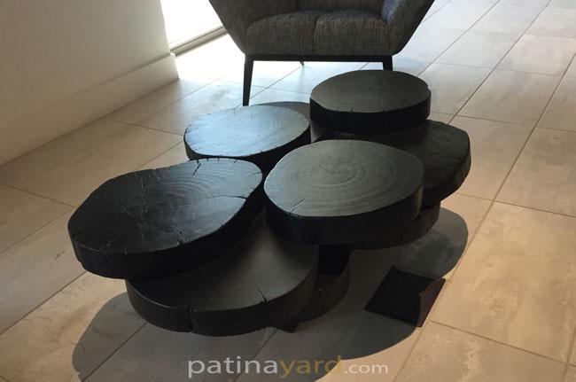 charred log coffee table