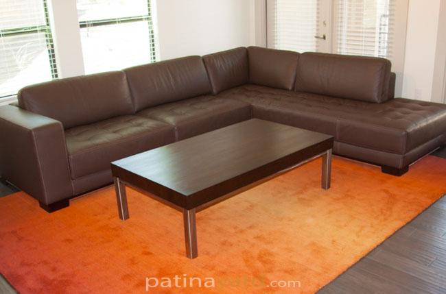 contemporary wenge wood and stainless steel coffee table