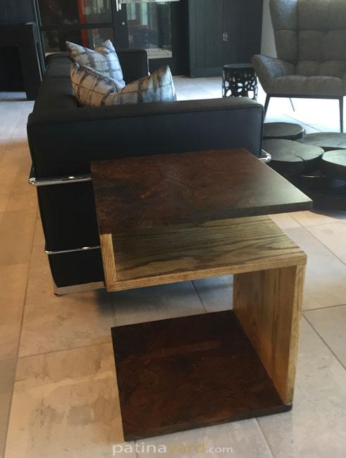 custom end table wood and metal
