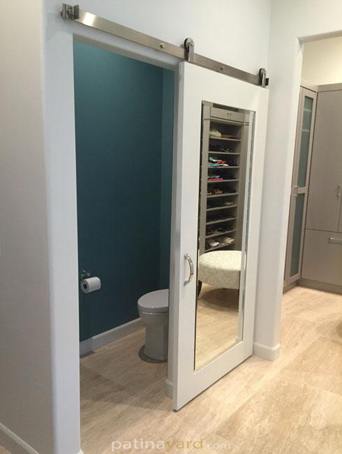 mirror with wood shaker barn door