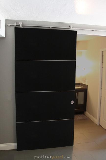 modern wood veneer 4 panels sliding barn door