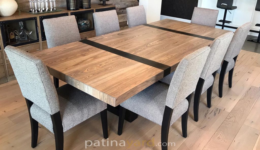ash waterfall dining table with u shape legs