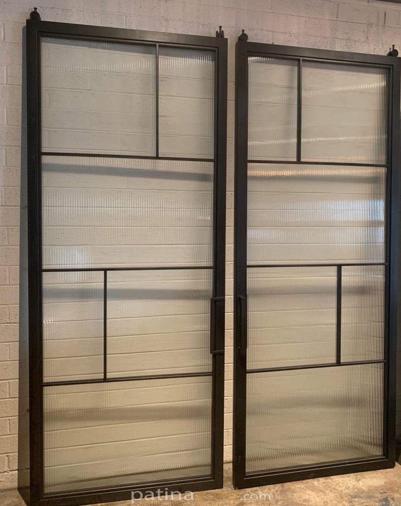 contemporary industrial frames with reeded glass panels
