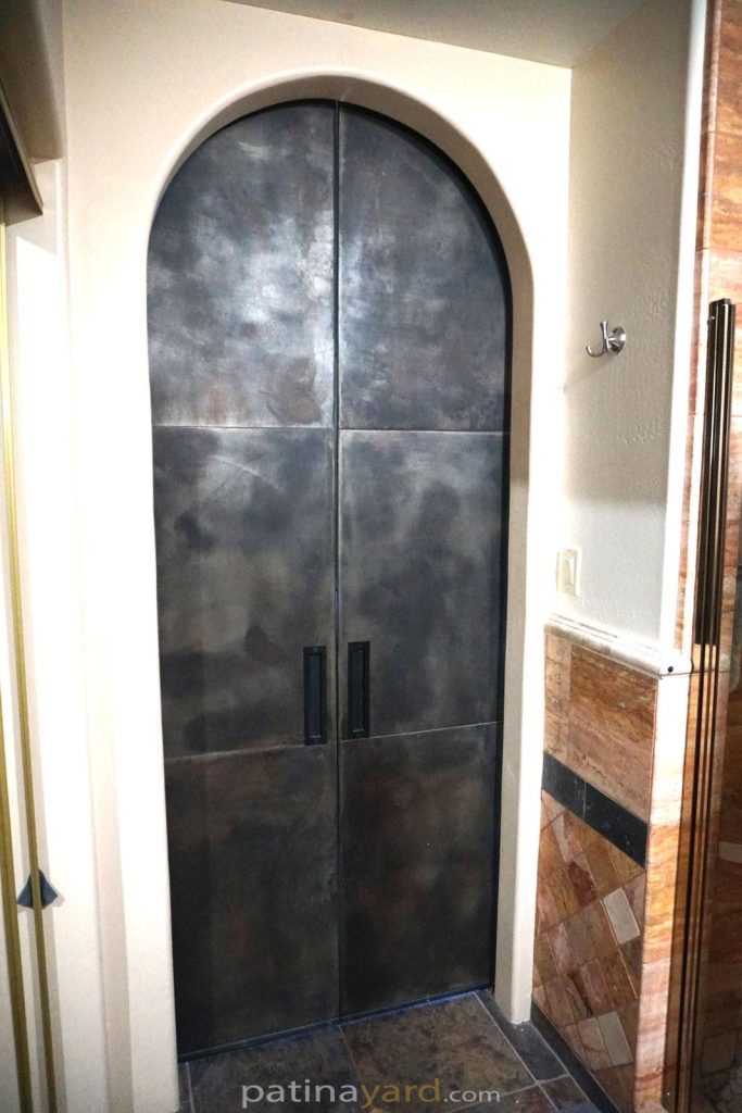weathered steel doors