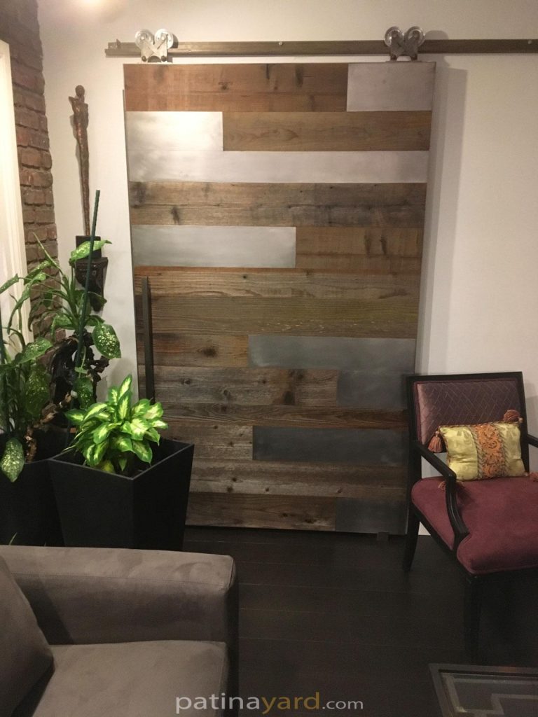 Reclaimed wood and metal barn door