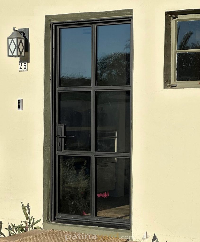 Metal and Glass Entry Door with dogy door
