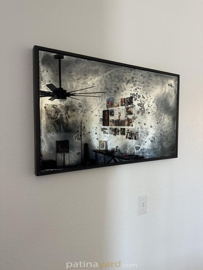 Custom antique Mirror with patina metal frame