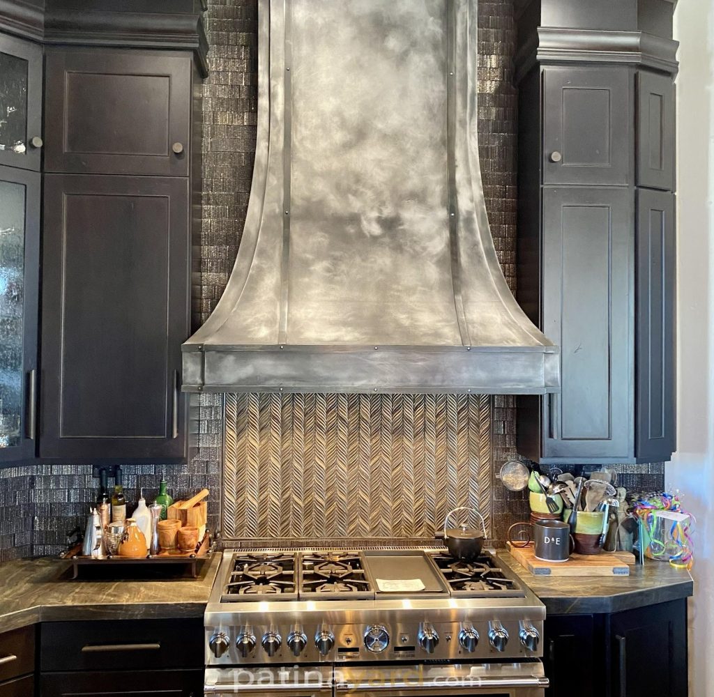 silver metal hood